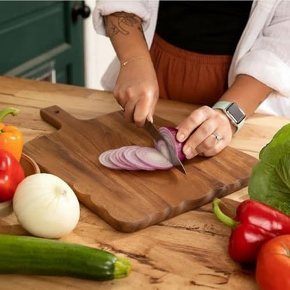 Novabright Scalloped Wood Cutting Board, Dark Brown Serving Tray