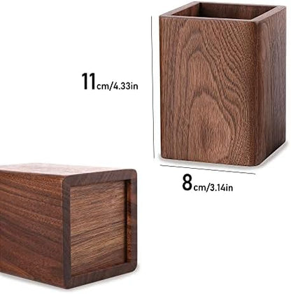 Wooden Pencil Holder, Stationery Organizer, Square Pen Cup Holder