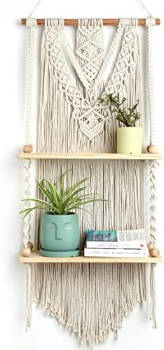 Macrame Wall Hanging Shelf - Boho Shelves Bedroom Decor | Macrame Wall
