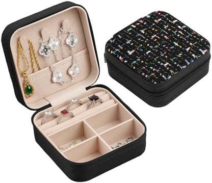 Stylish Portable Mini jewelry box, Travel jewelry organizer (black)