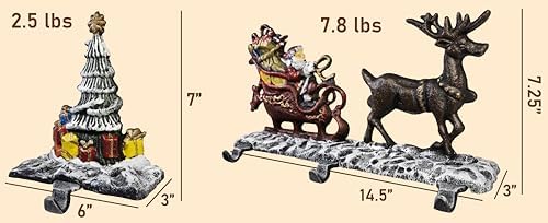 Lulu Decor, 100% cast Iron Decorative Christmas Stocking Holders for