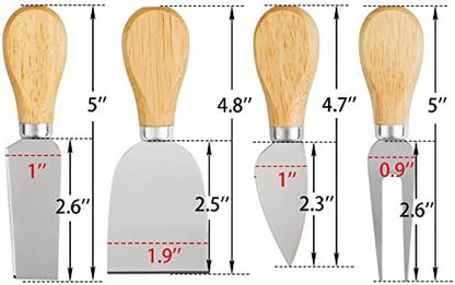 4 Cheese Knives Set - Cheese Knife,Cheese Fork,Cheese Slicer,Butter