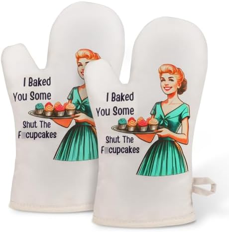 Miracu Funny Oven Mitts for Women, Cute Oven Mitt Set, Fun Kitchen
