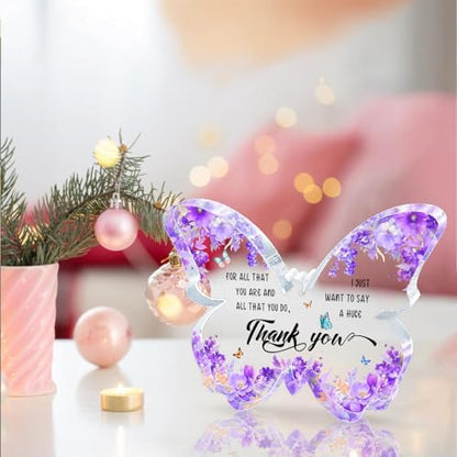 Thank You Gifts for Women, Purple Butterfly Acrylic Desk Decor