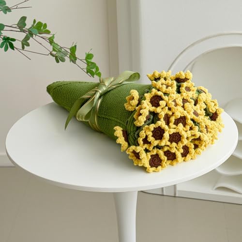 Longhui bedding Crochet Flower Bouquet Throw Blanket, Handmade Knitted