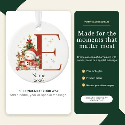 Lydia Gifts 2026 Personalized Letter E Monogram Christmas Ornament