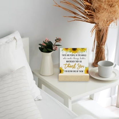 REWIDPARTY Thank You Gifts for Women Men Sunflower Ceramic Sign