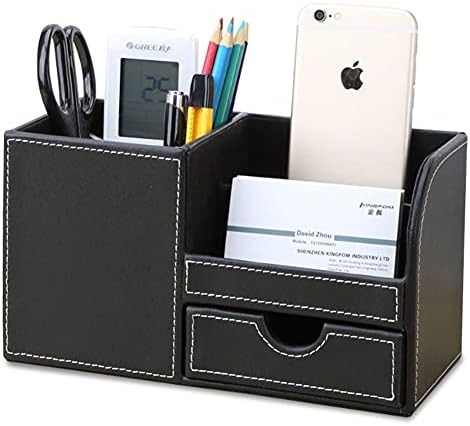 KINGFOM Desk Organizer Office Supplies Caddy Pu Leather Multi-function