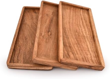 Platter Acacia Wood Serving Platters Set of 3 Cake Appetizer Plates