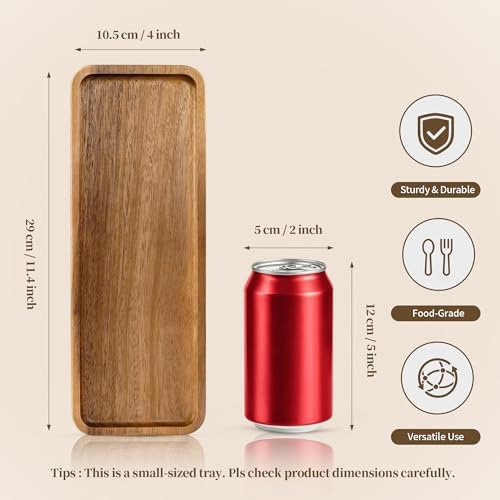 Small Wooden Tray | Acacia Wood Serving Tray Platter Mini Vanity Tray