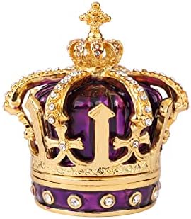 QIFU Hand Painted Purple Royal Crown Style Decorative Enameled Trinket