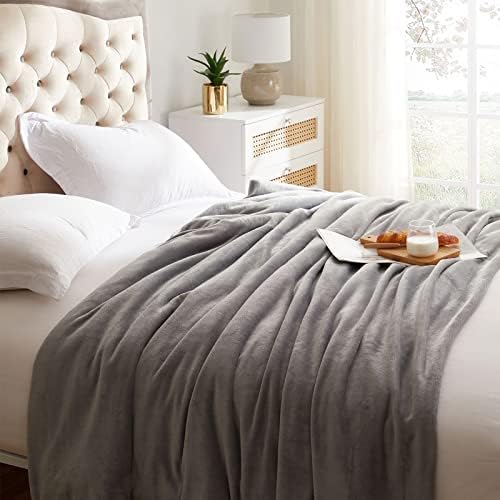 KMUSET Fleece Blanket Throw Size Grey Lightweight Super Soft Cozy