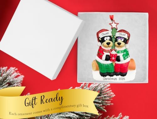 Personalized Black Bear Couple Christmas Ornament 2026 - Our First