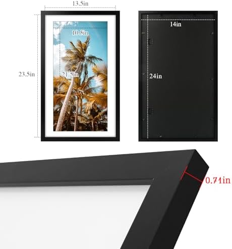 Frametory 2 Pack 14x24 Black Picture Frame with Real Glass Mat for