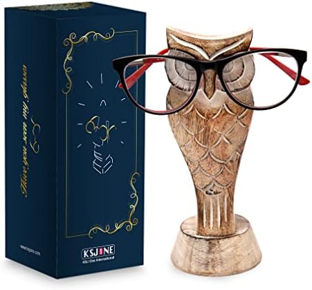 KSJONE Gift Packaged Unique Owl Spectacle Holder Wooden Eye glasses