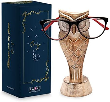 KSJONE Gift Packaged Unique Owl Spectacle Holder Wooden Eye glasses