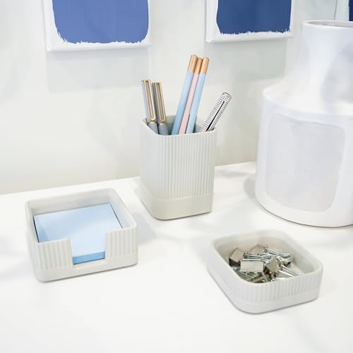 Aesthetic Desk Organizer Set of 3 - Sturdy Concrete Office Accessories