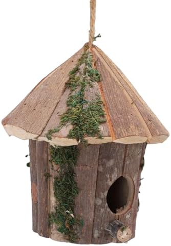 Cedar Birdhouse with Rope Hanging for Garden Decor