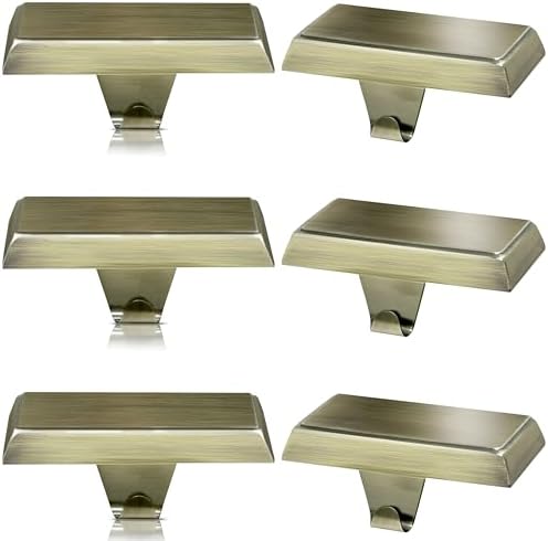 OCTERIC 6 Pcs Bronze Christmas Metal Stocking Holders for Mantle