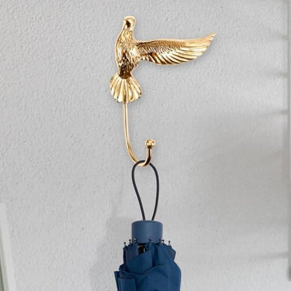 Brass Wall Hook Decorative Coat Hanger Pigeon Shape for Keys and Coats
