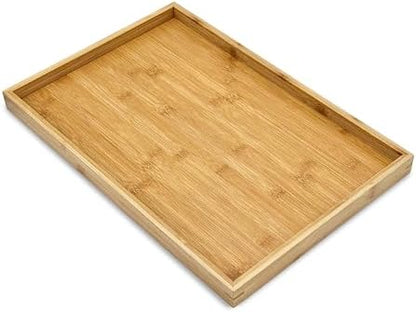 Natural Bamboo Serving Tray Platter 17.75 x 11.8 Rectangular, Bamboo