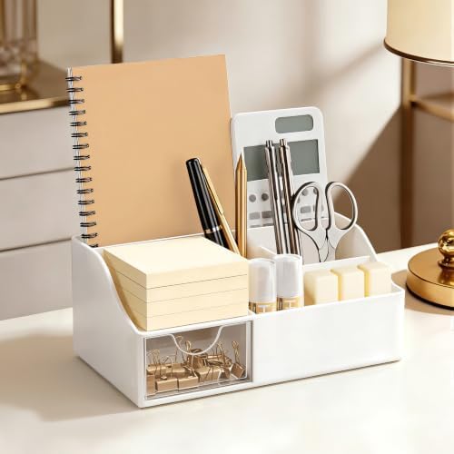 HBlife Acrylic Desk Organizer with Drawer, Pen & Pencil Holder