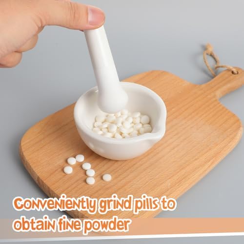 2 Sets Ceramics Mortar and Pestle Set, 5.3 and 3.2 Inch
