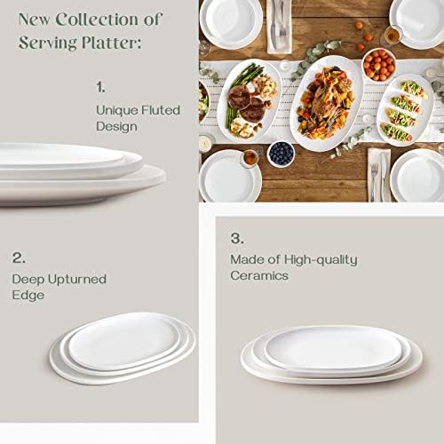 DOWAN Large Serving Platter, 16"/14"/12" Porcelain Platters for