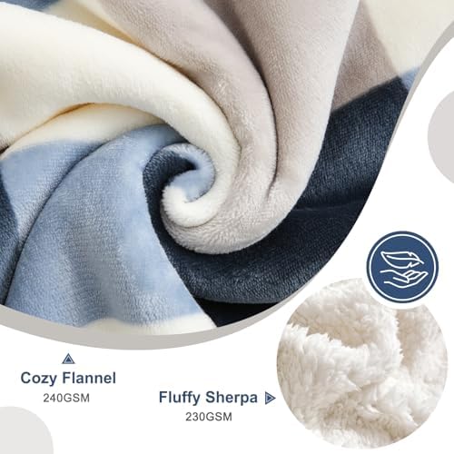 PU MEI Sherpa Fleece Throw Blanket 60" x 80" Reversible Plush Fluffy