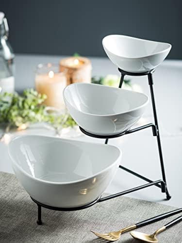 Miamolo 3 Tier Serving Bowls with Stand, Chip and Dip Bowl for