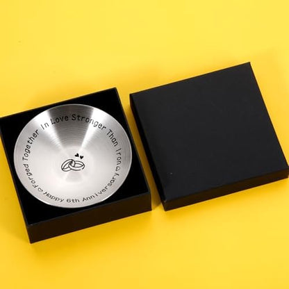 TI-EDC 6th Anniversary Iron Gifts for Her and Him - 4" Ring Holder