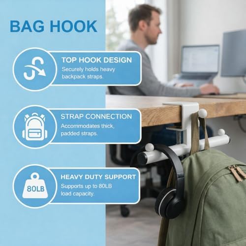 Desk Bag Hook, Bag Hook for Desk, Backpack Hook for Desk, Bag Holder