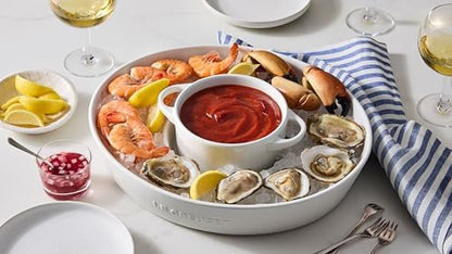 Le Creuset Stoneware Signature Oval Chip and Dip Platter, 13", White