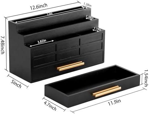 Desk Organizer with Drawer, Countertop Bill Mail Organizer and File