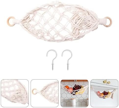 Hanging Fruit Basket Woven Cotton Net Hammock under Cabinet Storage