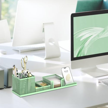 Pen Holder for Desk, 6-Piece Mesh Desk Organizer with Phone Holder