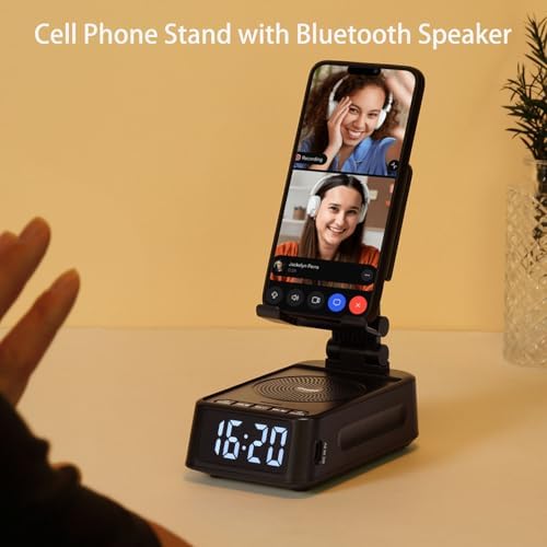 Gifts for Men Women, Phone Stand with Bluetooth Speaker&Clock