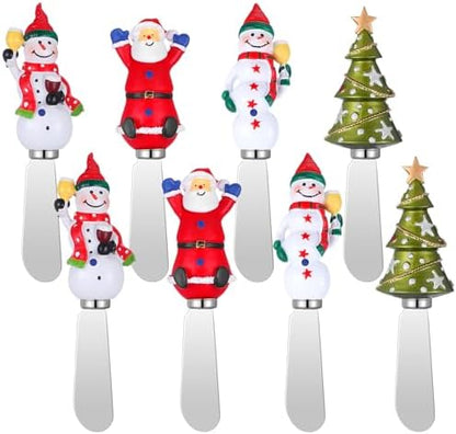 Lasnten 8 Pcs Christmas Cheese Knife Holiday Butter Spreaders for