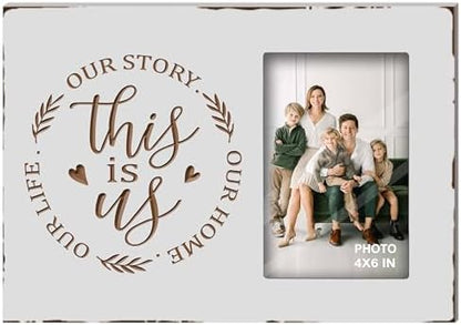 Buecasa Wooden White Rustic Engraved This Is Us Picture Frames 4x6