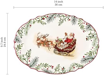 Bico Santa On The Way 16 plus 14 inch Scalloped Oval Platters Set, Set