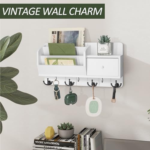 Rebee Vision Key Holder Wall Mount with Mail Organizer for Entryway