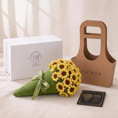 Longhui bedding Crochet Flower Bouquet Throw Blanket, Handmade Knitted