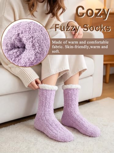 Chalier 7 Pairs Fuzzy Socks for Women, Winter Cozy Fluffy Socks