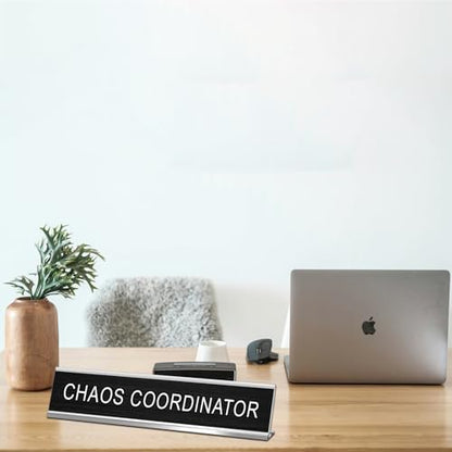 3 Pcs Funny Desk Signs for Office, Novelty Nameplates,10" x 2",Black