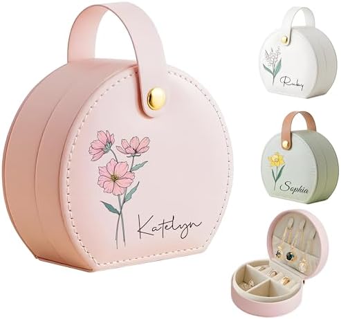 Ships Next Day, Custom Mini Jewelry Travel Box with 12 Months Birth