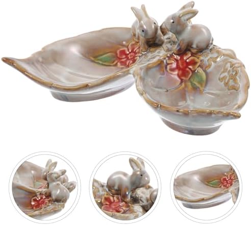 Ceramic Bunny Tray Decorative Snack Plate for Coins and Fruit