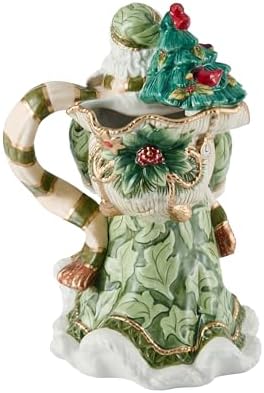 Fitz and Floyd Holiday Home Green Santa Pitcher, 48 Ounce