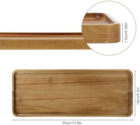 Solid Acacia Wood Serving Trays - 14" x 5.5" Rectangular Wooden