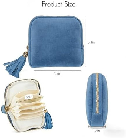 Travel Jewelry Case Small with Tassel Zipper, Soft Velvet Travel