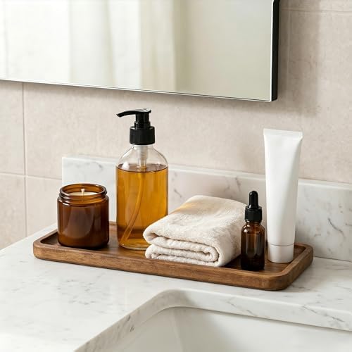 Small Wooden Tray | Acacia Wood Serving Tray Platter Mini Vanity Tray